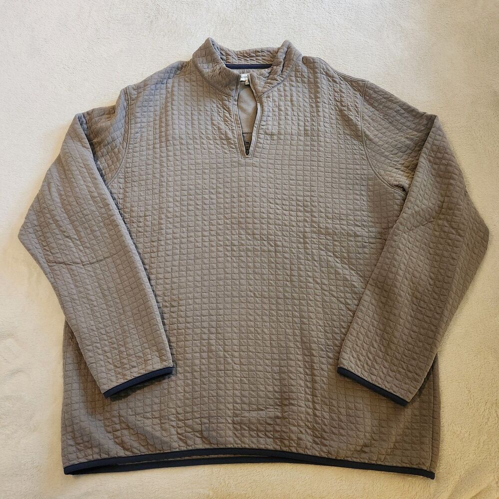 Peter Millar Quad Quilted Quarter-Zip Pullover Gray Men's XXL EUC